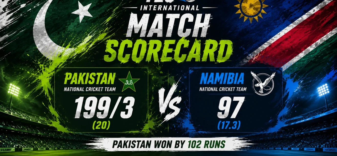 Pakistan vs Namibia Cricket Match Scorecard: A Dominant Display That Sealed Super Eight Berth