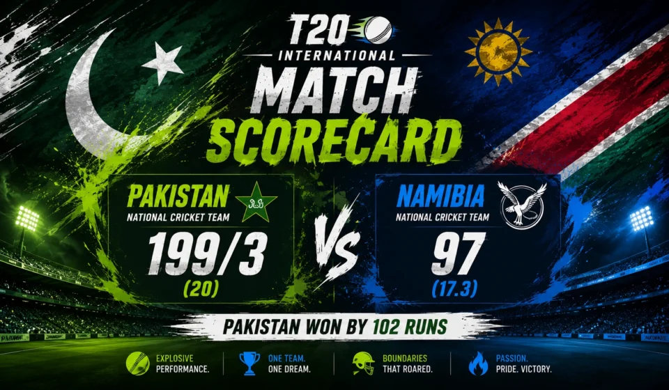 Pakistan vs Namibia Cricket Match Scorecard: A Dominant Display That Sealed Super Eight Berth